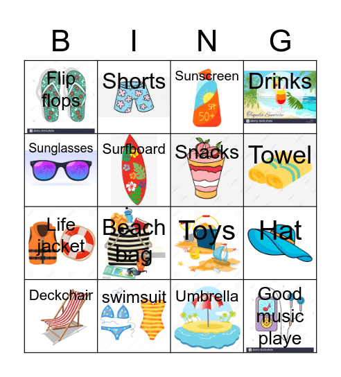 Trip to the beach Bingo Card