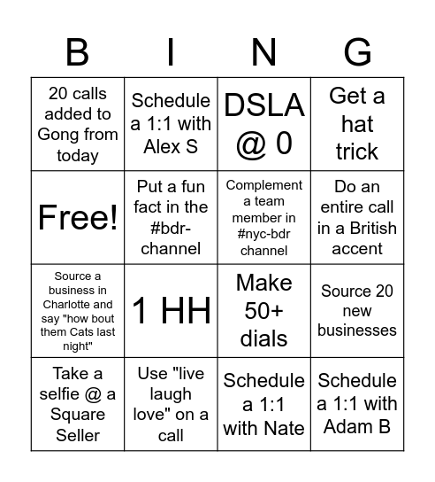 Friday Bing Bingo Card