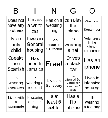 GETTING TO KNOW YOU BLACKOUT BINGO Card