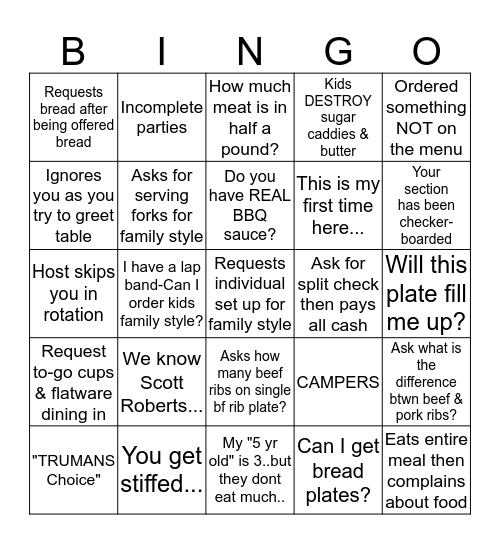 Salt Lick Bingo Card