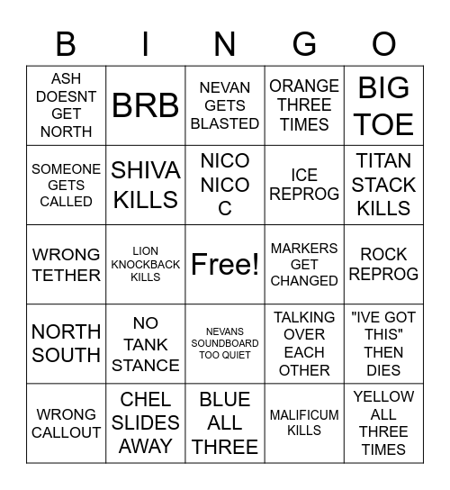 E12S Bingo Card