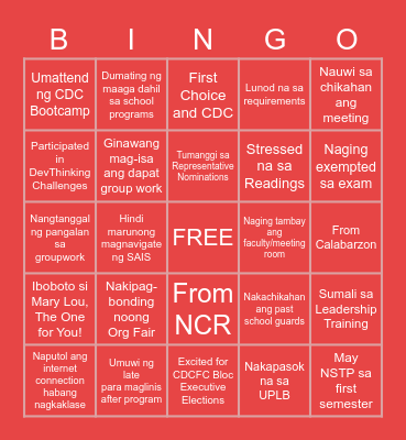 BLOCK CD3 BINGO Card