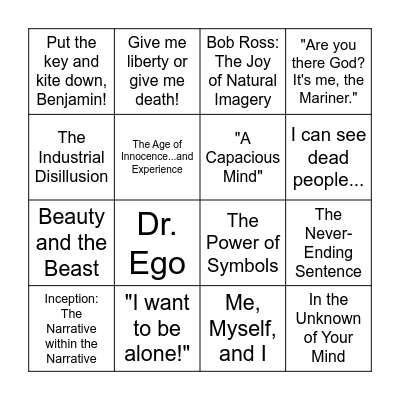 Monsters, Mariners, and Mountains, Oh my! Bingo Card