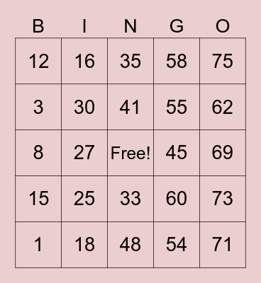FUN FUN FRIDAY Bingo Card