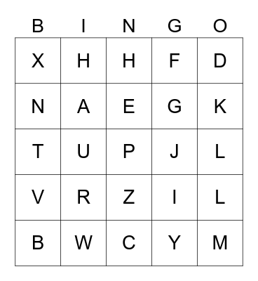 Letter Sounds Bingo Card
