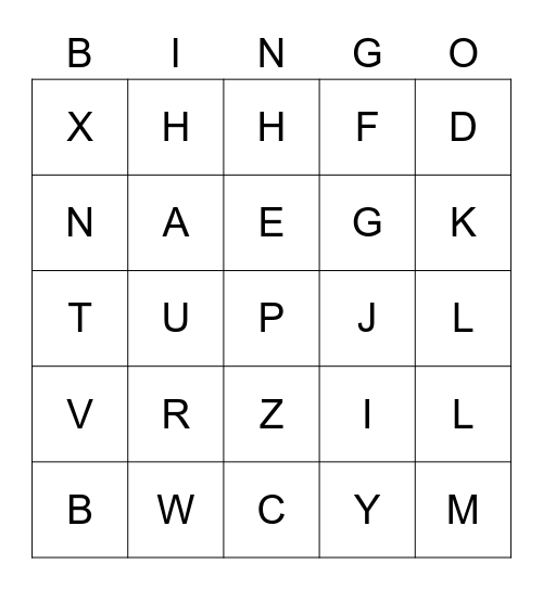 Letter Sounds Bingo Card