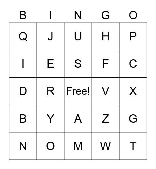 Letter Sounds Bingo Card