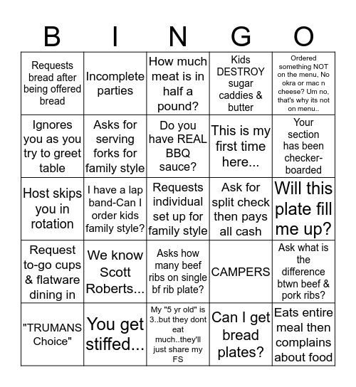 Salt Lick Bingo Card