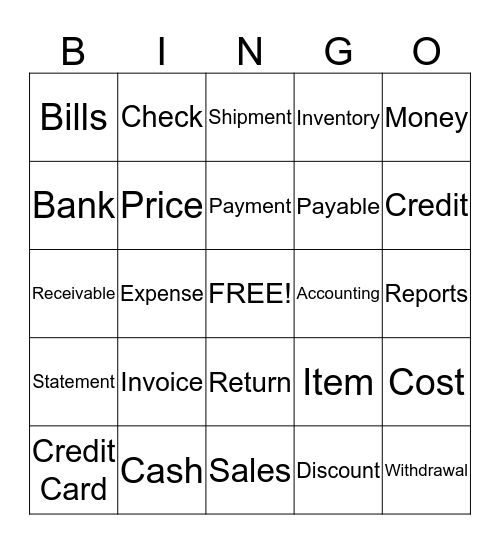 Accoutning Bingo Card