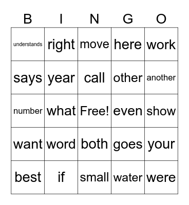 2-1c Bingo Card