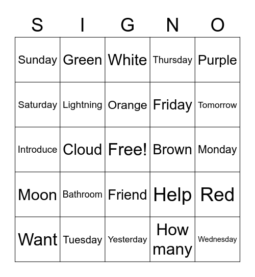 Unit 1 Bingo Card