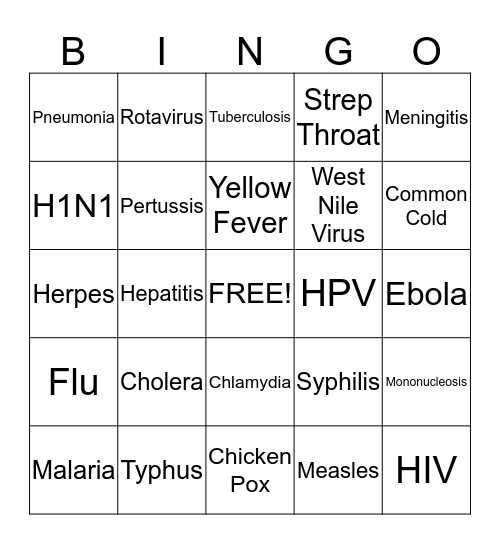 Infectious Disease Bingo Card