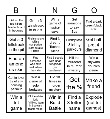 Hypixel Bingo Card