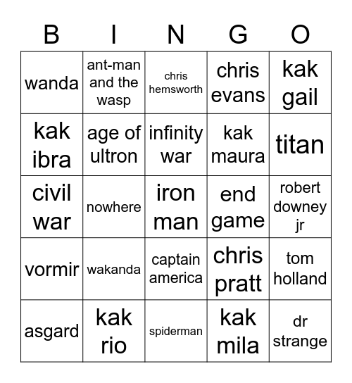 Untitled Bingo Card