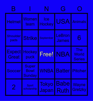 7 SPORTS Bingo Card