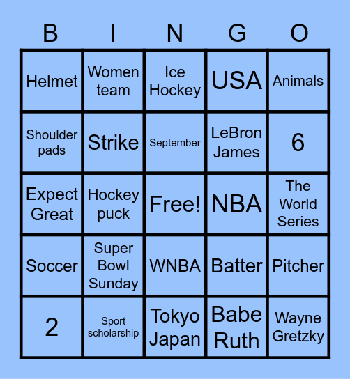 UNIT  7  SPORTS Bingo Card