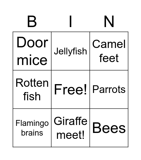 Weird Roman Food! Bingo Card