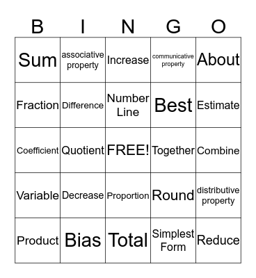 Math Bingo Card