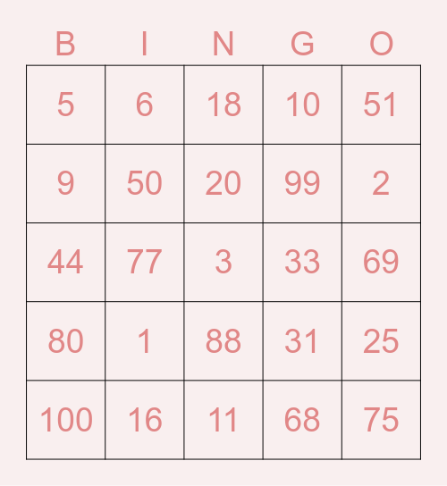 ataaa Bingo Card