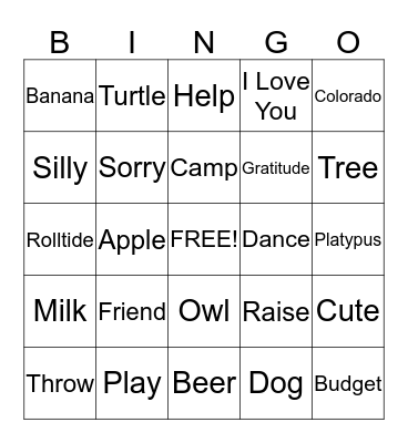 Respite Care Sign Language Bingo Card