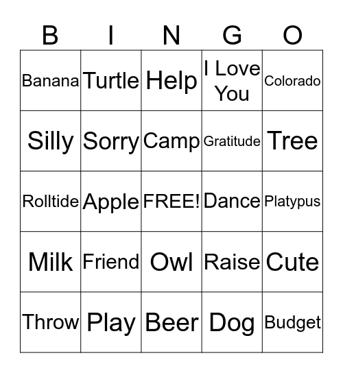 Respite Care Sign Language Bingo Card