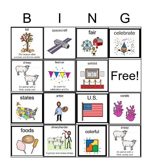 Vocabulary Bingo Card