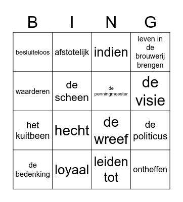 Woordenschat Bingo Card