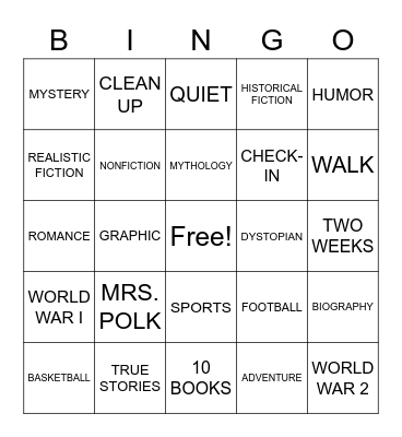 LIBRARY ORIENTATION BINGO Card