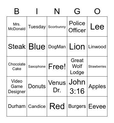 All About Cam! Bingo Card
