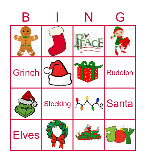 Children's Christmas Bingo Card