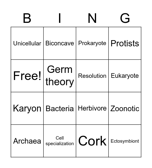 Cells, Microscopes & The Organization of Life Bingo Card