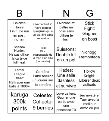 21 Ans 21 Jeux special Bingo Card
