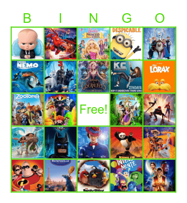 KIDS MOVIE  BINGO Card