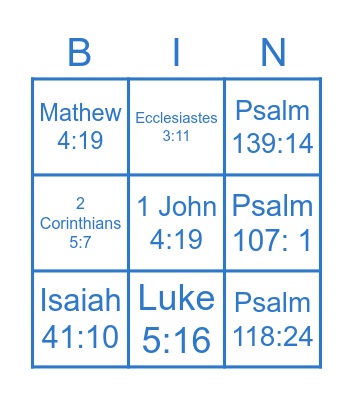 Kids' Bible Bingo Card