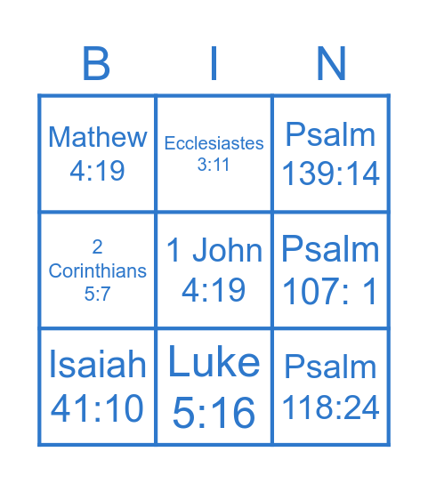 Kids' Bible Bingo Card