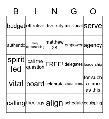 Annual Conference Buzz Word Bingo Card