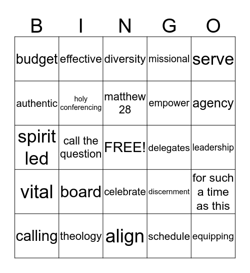 Annual Conference Buzz Word Bingo Card