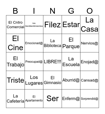 ¿Spanish ? Bingo Card