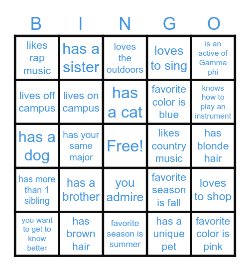 Take a picture with someone who.... Bingo Card