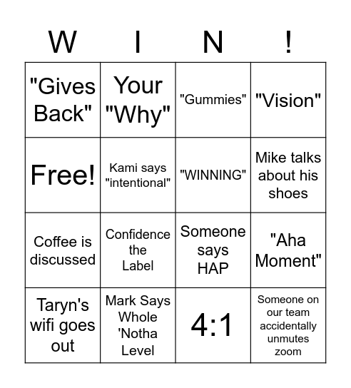 Friday Conference Bingo!! Bingo Card