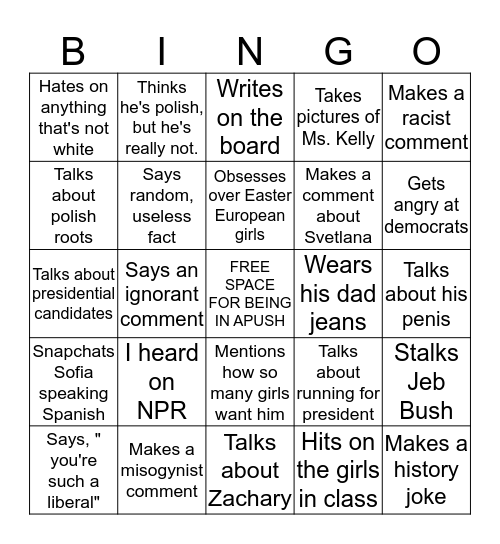 Zawadzki Bingo  Bingo Card