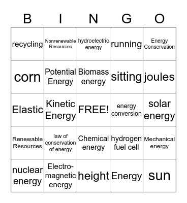 Ch.15 Energy Bingo Card