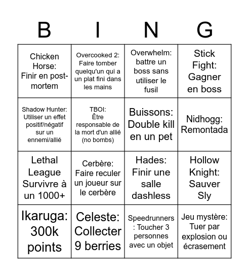 21 Ans 21 Jeux special Bingo Card