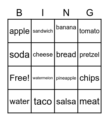 Sight Words Bingo Card