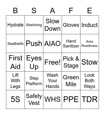 Safety Bingo Card