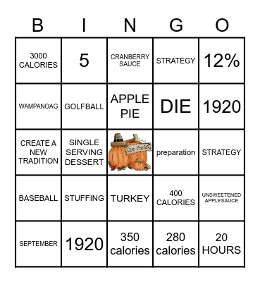 HEALTHY& HAPPY THANKSGIVING Bingo Card