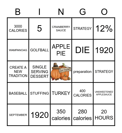 HEALTHY& HAPPY THANKSGIVING Bingo Card