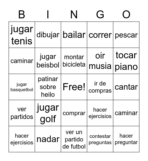 Winfield School Me gusta Bingo Card