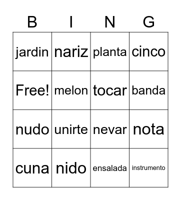 Ortografia 2.1 Bingo Card