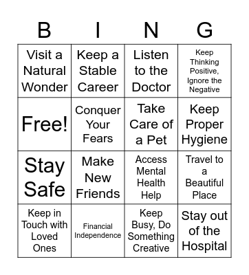 Life Goals Bingo! Bingo Card